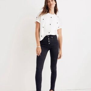 EUC Madewell 9” High Rise Skinny Jean in Berkeley Black Button Through Edition